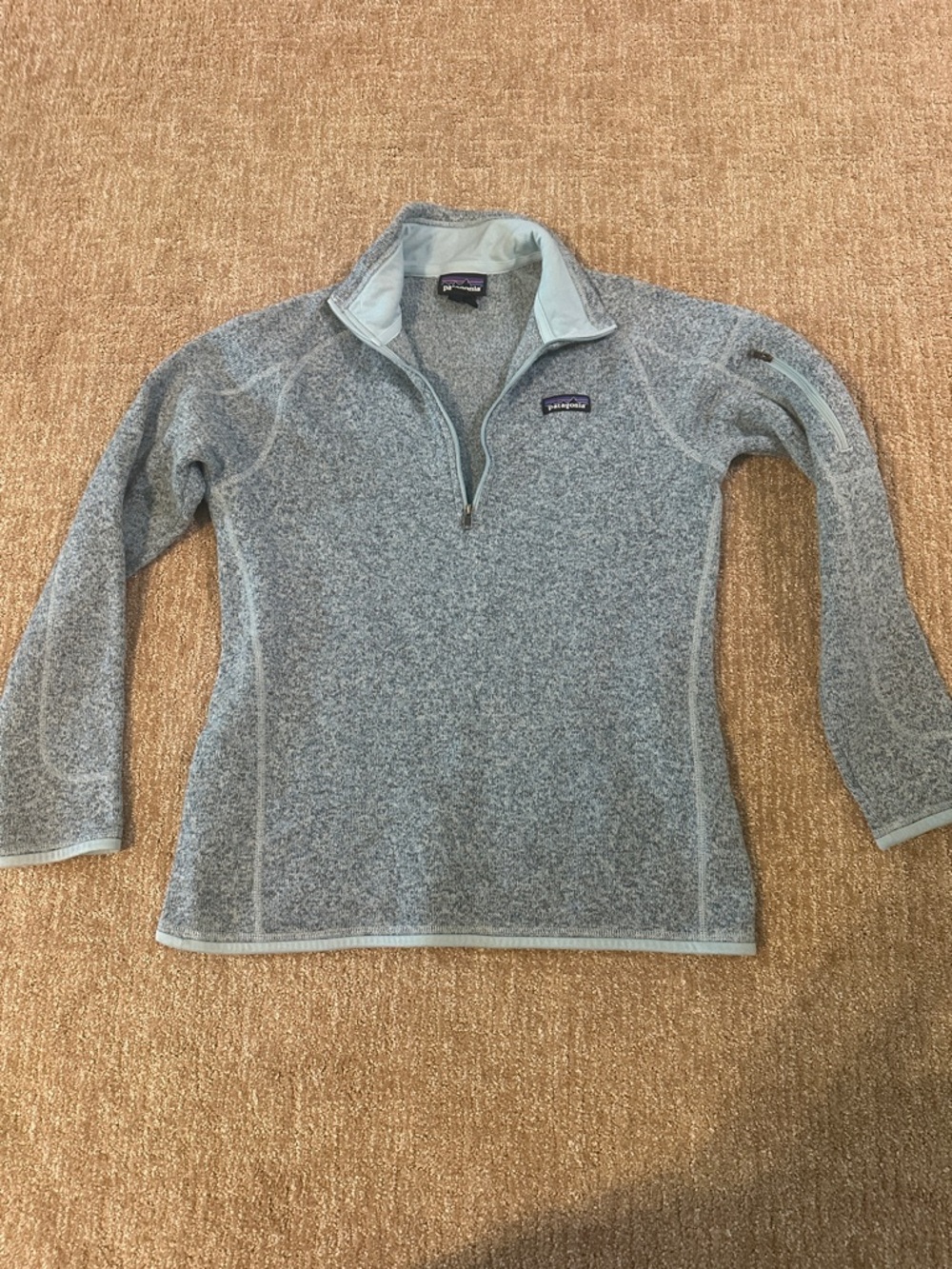 Patagonia Light Blue Heather 1/4 Zip Turtleneck Fleece Pullover